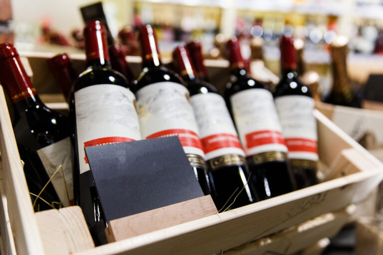 wine bottles lined up for marketing online