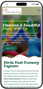daycare website designs mobile view