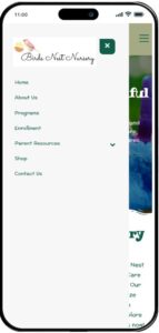 daycare website mobile menu