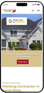 mobile view of professional painters web designs
