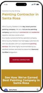 mobile view of professional painting company web designs
